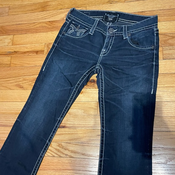 Sophie Low Waist Embroidered light Distressed medium Wash western Cowgirl Y2k - Picture 2 of 5